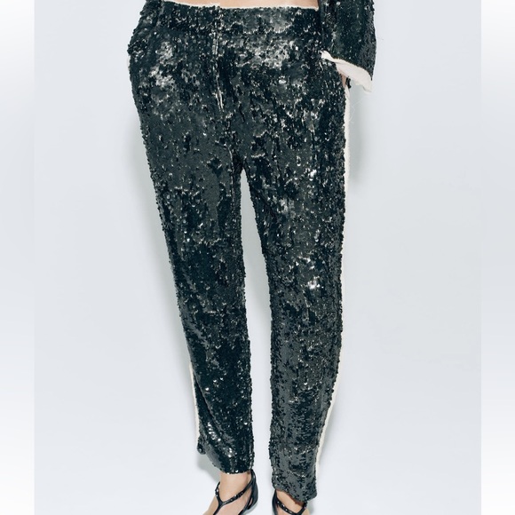 ZARA SEQUIN PANTS ZW COLLECTION - Picture 2 of 5